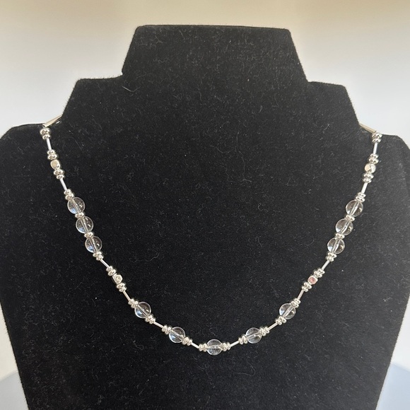 925 Sterling Silver Jewelry - 925 sterling Silver and Clear Jade Beaded Necklace​